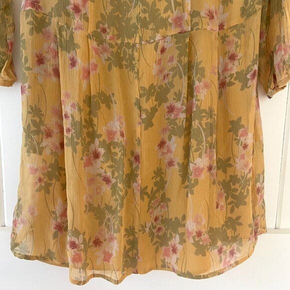 Sundance 100% Silk Yellow Long Sleeve Floral Boho Button Front Dress Size Small - Picture 11 of 13